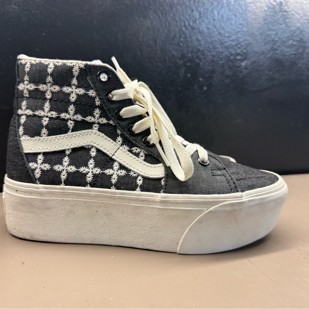 New Unisex VANS SK8-Hi Tapered Stackform Platform Denim Mix Black Size Women 5